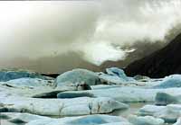 'Blue Ice' Icebergs broken from Portage Glacier 3mi away