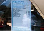 65 Pontiac Tempest LeMans Window Sticker