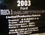 03 Ford Mustang MachI Coupe Data Panel