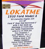 30 Ford Model A Chopped Coupe Data Panel